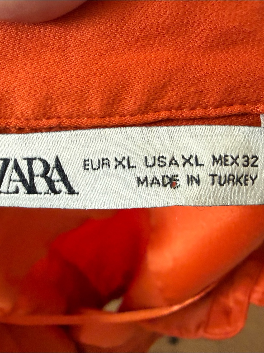 Zara Orange Long-Sleeve Button-Up Blouse Viscose XL - Picture 5 of 6